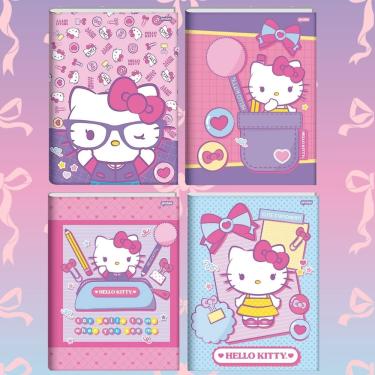 Imagem de Kit 4 Caderno Brochura Universitário Capa Dura Hello Kitty 80 Folhas - Jandaia