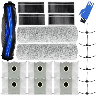 Imagem de 20 peças de acessórios para Yeedi S14 Plus, para aspirador de pó robô Omni Ecovacs Deebot X8 Pro, 1 escova principal, 2 esfregões de rolo, 4 filtros HEPA, 6 sacos de pó, 6 escovas laterais, kit de