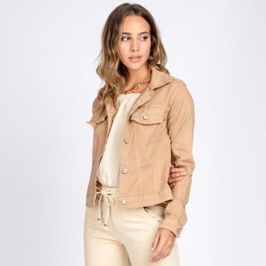 Imagem de Jaqueta Jeans tipo Moletom Bloom Classica Caqui Chique, 42