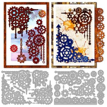 Imagem de MAYJOYDIY Correntes de engrenagem, matrizes de corte de metal, flechas, canto, máquinas de corte, relevo, buracos de estêncil, peças mecânicas, corte de aço carbono, para fazer cartões, álbuns de