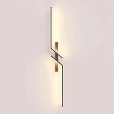 Imagem de HOSETEON Arandela de parede preta, arandela de parede linear, metal minimalista, arandelas de parede de quarto, luzes de parede de fundo de sofá,