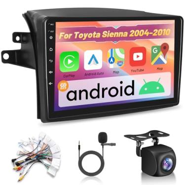 Imagem de Estéreo automotivo Android 2+64G para Toyota Sienna 2004 2005 2006 2007 2008 2009 2010 com Carplay sem fio e Android Auto – Rádio com tela sensível ao toque HD de 9 polegadas, equalizador, GPS, WiFi