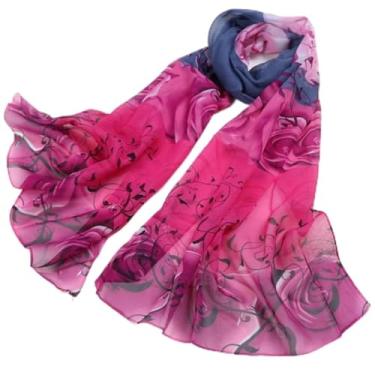 Imagem de Cachecol de seda de chiffon estampado para primavera e verão L lenços decorativos pastorais A3 tamanho único