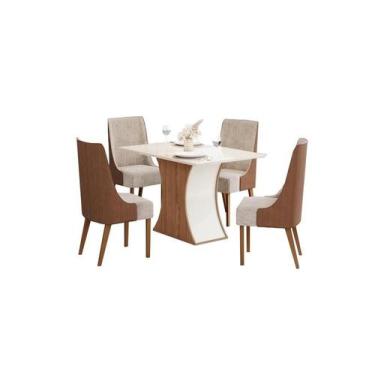 Imagem de Mesa Jantar Luiza 120 4 Cadeiras Ivy Caramelo - Henn