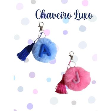 Imagem de Chaveiro Pompom com Letra do nome Luxo presente de dia das mães aniversário lembrancinha chá revelação
