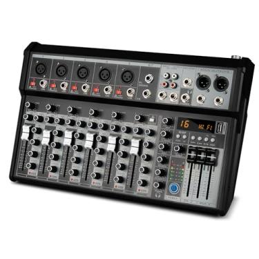 Imagem de Depusheng Mixer De Áudio Profissional, Sistema De Mesa De Som Com Interface De Áudio De 7 Canais, Mixer Bluetooth Dj Dsp De 16 Bits + Efeito Fantasma De 48 V Para Gravação De Streaming Em Estúdio De