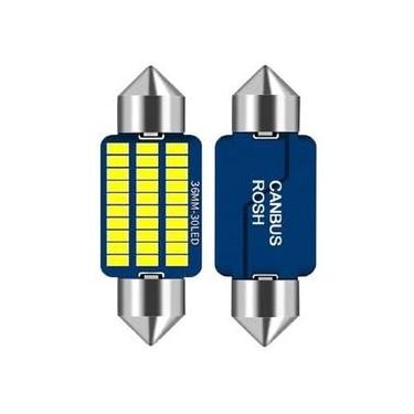 Imagem de Lâmpada LED Festoon 36mm com 30 LEDs SMD 3014, Cor 4300K Neutra, Compatível com Canbus, Ideal para Iluminação Interna Automotiva, Luz de Teto e Placa (Torpedo/Festoon/C5W/C10W)