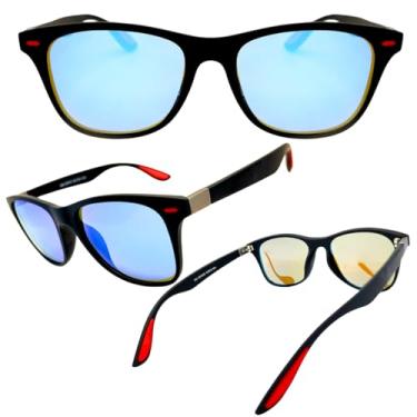 Imagem de Óculos de Sol Masculino Casual, Quadrado, Lentes Polarizadas, Pesca, Corrida, Dirigir, Proteção Uv400 (Azul - Cor 2)