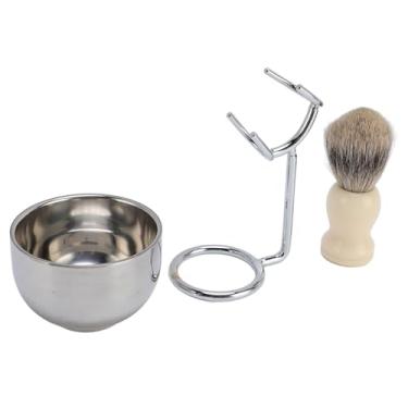 Imagem de Pincel de Barbear Conjunto de Aço Inoxidável Suporte de Cabelo Macio