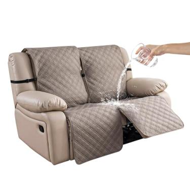 Imagem de YUEANG Capas para poltronas reclináveis à prova d'água, 100% poltrona, poltrona, 2 lugares, antiderrapantes, laváveis, protetores de móveis, capa reclinável para crianças, cães, castanho-acastanhado