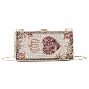 Imagem de Renabro Bolsa de mão com strass estilo cassino estilo Las Vegas, Q of Hearts