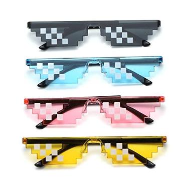 Imagem de Design engraçado Mosaico Óculos de Sol Vida Óculos de Sol Pixel Preto Retro Gamer Robô Óculos de Sol Festa de Aniversário Cosplay Favores, 4 peças