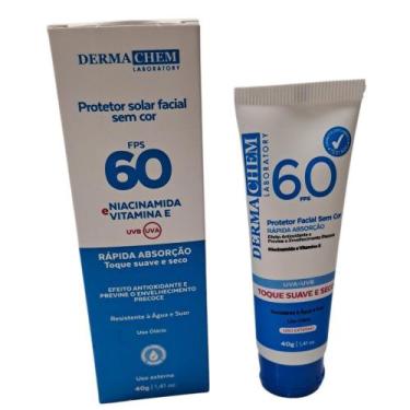 Imagem de Protetor Solar Facial Dermachem 40g FPS 60 com Vitamina E e Niacinamid