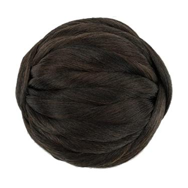 Imagem de IMISSU Cobertura de cabelo trançado chignon dançarina rosquinha apliques scrunchies coque de cabelo peruca updo para mulheres (M2 Chocolate marrom)