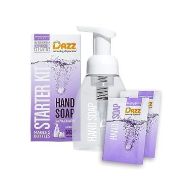 Imagem de DAZZ Kit de sabonete espumante para as mãos (1 dispensador de espuma reutilizável, 2 pacotes de comprimidos) sabonete líquido ecológico, naturalmente seguro e não tóxico, espuma rica, perfume de lavanda e limão