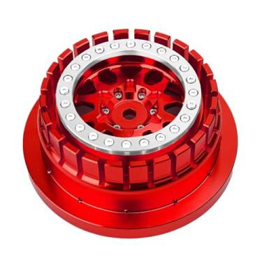 Imagem de BeaxTurbo Racing Upgrade Parts RC CNC Aluminum Beadlock Wheel V2 Proline Hyrax Tire for Traxxas UDR 1/7 RED 1pcs (red/Silver)
