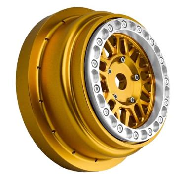 Imagem de BeaxTurbo Racing Upgrade Parts CNC Aluminum Bead Lock Wheel for Losi Super Baja Rey SBR 2.0 1/6 1pcs Gold (Gold-Silver)