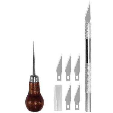 Imagem de Agulhão Furar Furador Manual Estilete Precisão 5 Lâminas - Evolvere