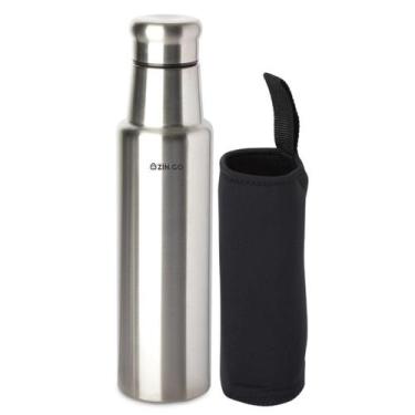 Imagem de Squeeze 1 Litro Inox Garrafa Água Academia Esportes Trabalho Com Capa 