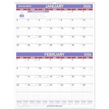 Imagem de AT-A-GLANCE Calendário de parede 2026, 56 x 73 cm, grande, referência de 2 meses (PM92826)
