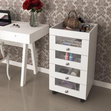 Imagem de Penteadeira/CarrinhoMaquiagem Com 4 Gavetas Cr35022 Branca