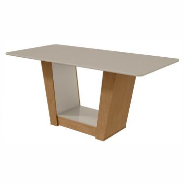 Imagem de Mesa De Jantar Retangular 6 Lugares 160Cm Tampo Mfd Apogeu Amêndoa Clean/Off White