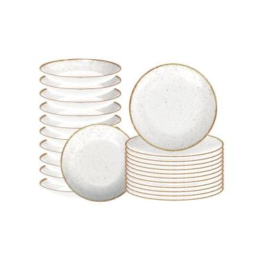 Imagem de Jogo De Pratos 24 Peças Rústico Marrom Em Porcelana Decorada - Tramontina