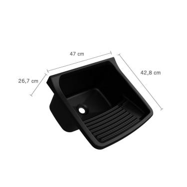 Imagem de Tanque Plástico Com Sifão Universal 22 Litros 47x42,8x26,7cm Astra Preto