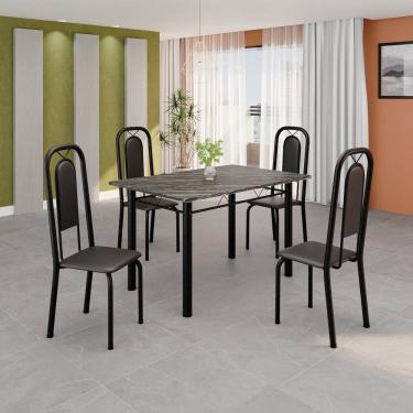 Imagem de Conjunto Sala de Jantar com 4 Cadeiras Lara Preto