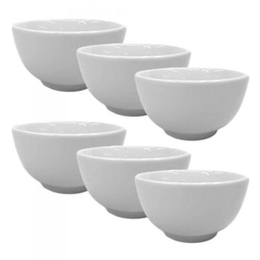 Imagem de Jogo 6 Tigela Cumbuca Bowl Porcelana Branca 500ml K Icaneca