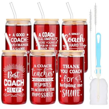 Imagem de Bayelove 6 Peças De Presentes Para Treinadores, O Melhor Treinador Todos Os Tempos, Copo Vidro 16 Oz, Café Homens, Presente Agradecimento Futebol, Basquete, Beisebol, Futebol E Vôlei