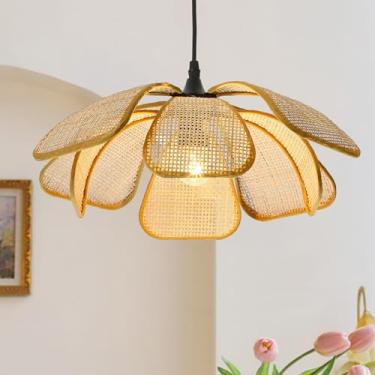 Imagem de ANQIANYUE Luminária Pendente De Vime Trançado À Mão 17'', Estilo Vintage, Boho, Bambu, Rústica E Moderna, Para Ilha Cozinha, Sala Jantar, Quarto
