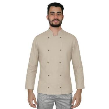 Imagem de Dólmã chef de cozinha masculina Jeans - Demorgan Uniformes, Bege, M