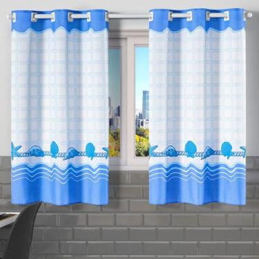 Imagem de Cortina de Cozinha 2,20m x 1,30m Estampada Decorativa para Janela Alta