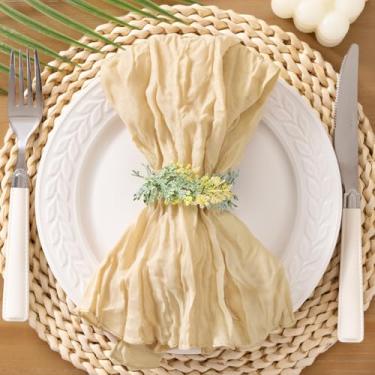 Imagem de Socomi Guardanapos De Gaze Champanhe Areia, Panos Queijo Verão, Conjunto 24, Boho, Lavável, Mesa Jantar Para Festa Casamento, Chá Bebê, Decoração Aniversário