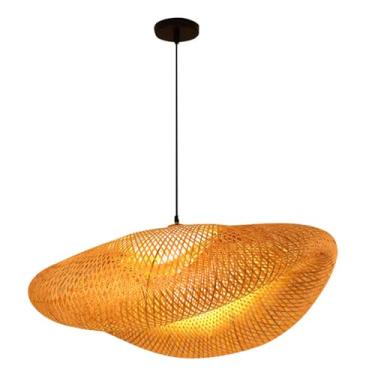 Imagem de DOITOOL Luminária Pendente De Tecido, Lustre Boho 32 Cm, Vime Rústica Feita À Mão, Rattan Para Ilha Cozinha, Sala Jantar, Estar