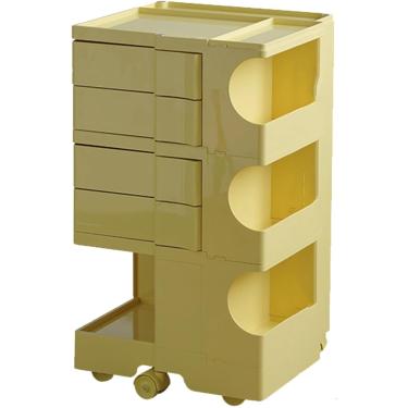 Imagem de Carrinho de armazenamento de utilidade multiuso, material de ABS, gaveta rotativa, 360 ° de roda colorida, lanches e bebidas para sala de estar ou quarto, amarelo, 43,5x39x74.5cm