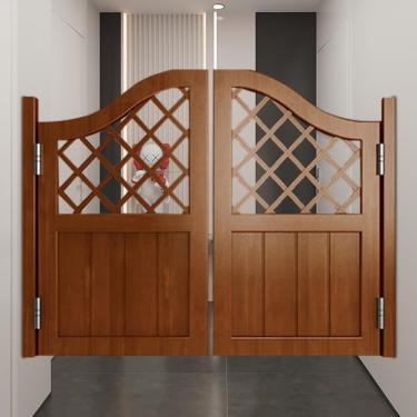 Imagem de Portas de bar de salão ocidental com janelas, portas de cafés prontas para instalar, porta de balanço de madeira maciça interior, varanda, quarto de armário, bar de cowboy, marrom, w135cmxh9