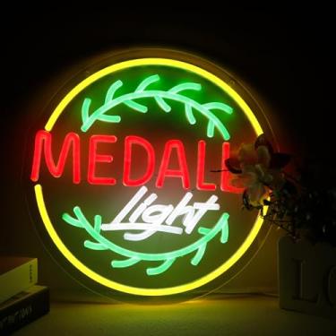 Imagem de WonderfulLife Letreiros De Neon Com Luzes Cerveja Para Medalla Em Bares, Pubs, Clubes Ou Garagens, Decoração Led Brilhante Casa E Caverna Do Homem, Iluminação Arte Parede Restaurantes, Fácil Pendura
