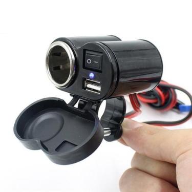 Imagem de Carregador usb para moto tomada adaptador 12v acendedor cigarro para c