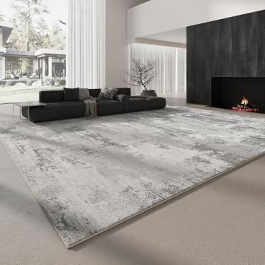 Imagem de Edredom moderno cinza simples lavado, carpete para sala de estar, cabeceira, tapete para corredor de entrada, decoração para casa (120 x 200 cm (3,9 x 6,6 pés/FSXB antiderrapante 4)