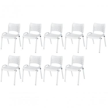 Imagem de Cadeira Iso Base Branco Igreja, Escola, Escritório - Branco Kit 9 Peças