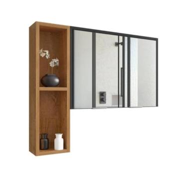 Imagem de Espelheira Banheiro Com Nicho Argélia Preto Fosco-naturalle