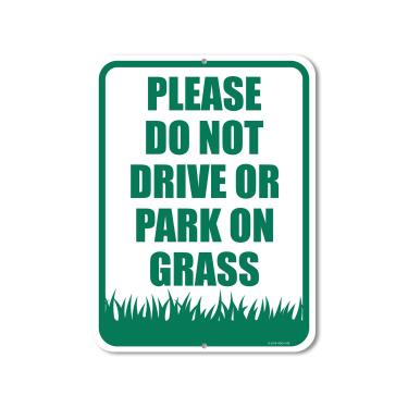 Imagem de Honey Dew Gifts Placa de trânsito, Please Do Not Drive or Park on Grass 23 cm x 30,5 cm, placa de entrada privada de alumínio metálico, placa de quintal, feita nos EUA