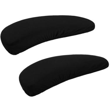 Imagem de Smiry Capas de apoio de braço para cadeira de escritório com estampa elástica, 2 peças, de ajuste macio, removível, lavável, para cadeira de computador, protetor de braço, preto