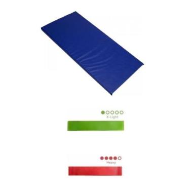 Imagem de Colchonete Azul + Mini Band Faixa Elástica Super Leve Forte - 1 Fit