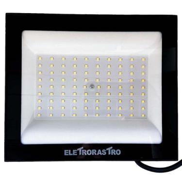 Imagem de Refletor Led 100W 6500K 10000Lm Preto Ip66 Bivolt Eletrorastro