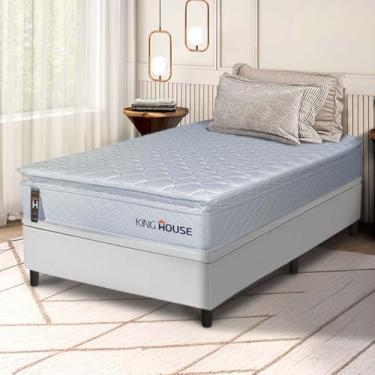 Imagem de Conjunto Box Baú Branco Luanda Branco Espuma D28 Solteiro 96x203x69 - King House