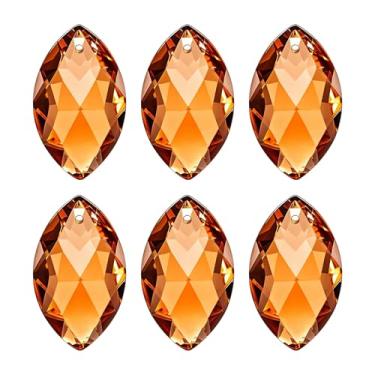 Imagem de PATIKIL Pingentes de cristal K9, contas ovais, pacote com 6, lustre de 38 mm, peças de prismas, contas penduradas, lâmpada DIY para decoração de artesanato, âmbar escuro