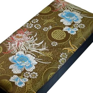 Imagem de Caixa de armazenamento com 21 compartimentos de grade, caixas de joias retangulares de brocado de seda chinesa, brincos de coleção de madeira, caixas de anel, caixa de embalagem decorativa com